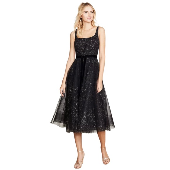Marchesa Dresses & Skirts - MARCHESA NOTTE Silver Star Square Neck Celestial Tulle Skirt Formal Dress
